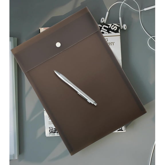 GVDCC-Vertical File Folders Poly Filing Envelope Plastic Project Folder with Snap Button Closure for A4 Letter Size Paper (Pack of 5, Brown)