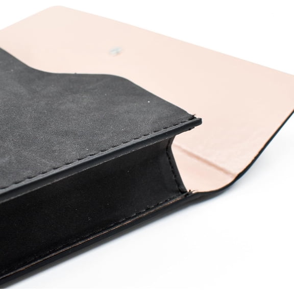 GVDCC-Vertical PU Leather Envelope File Folders Expanding Document Holder Organizer Pocket Folder Portfolio for A4 Letter Size Paper with String Tie Closure (Black)