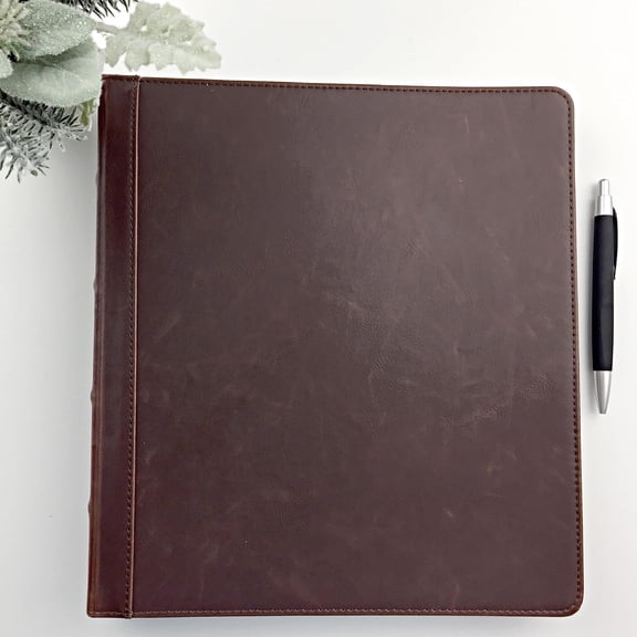 GVDCC-Vintage Leather 3 Ring Binder, Professional Organizer, Planner, 1 Inch Round Ring (Holds 200 Sheets), Letter Size 8.5 x 11, No Zipper, Brown