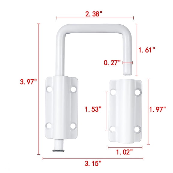 GVDCC-White Patio Sliding Door Loop Lock,90/180 Degree U Bolt Lock,Multi-Angle Loop Latch,for Window, Sliding Door,Barn Door,Garden,Fence Gate,Shed,Closet,Screens