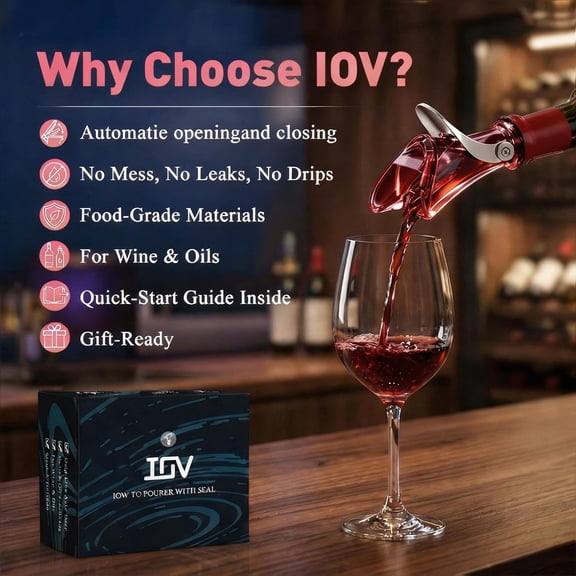 GVDCC-Wine Pour Spout, Upgraded Sealing Liquor Bottle Pourers, Auto Flip Olive Oil Dispenser Spout, Pourer with Dust Caps for Alcohol, Vinegar and Syrup, No-Drip Wine accessories, Red