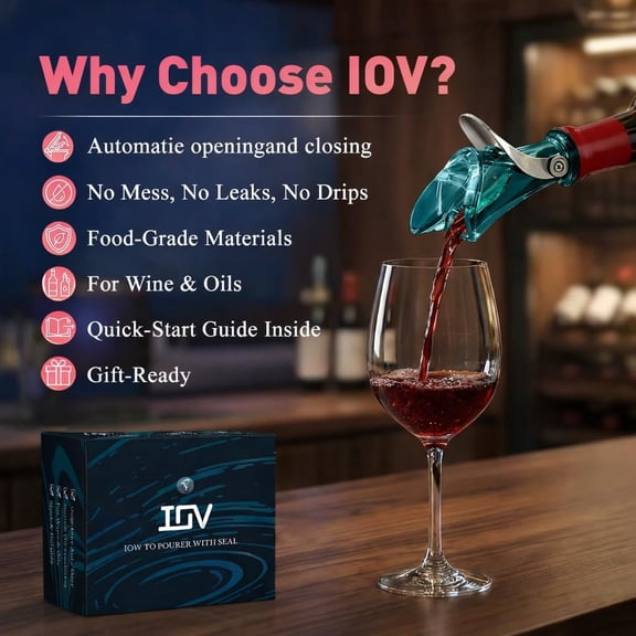 GVDCC-Wine Pour Spout, Upgraded Sealing Liquor Bottle Pourers, Auto Flip Olive Oil Dispenser Spout, Pourer with Dust Caps for Alcohol, Vinegar and Syrup, No-Drip Wine accessories, Blue