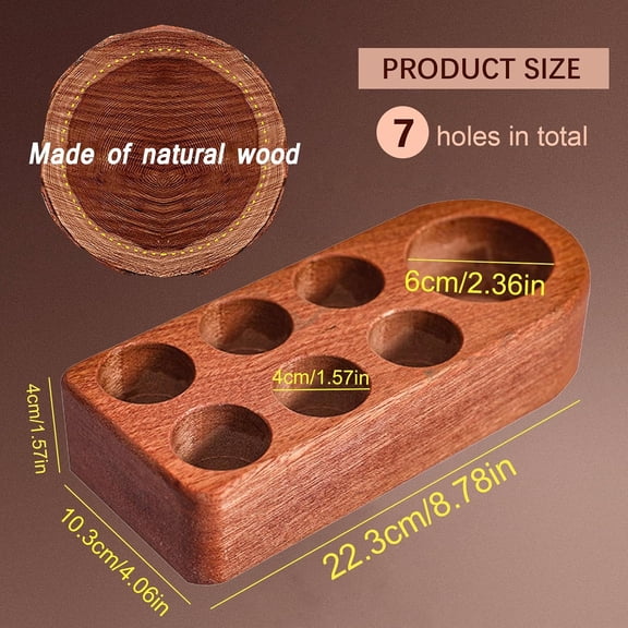 GVDCC-Wooden Essential Oil Holder with 7 Holes (4cmx6 & 6cmx1), Retro Desktop Display Rack for Bathroom Vanity Desk Organizer