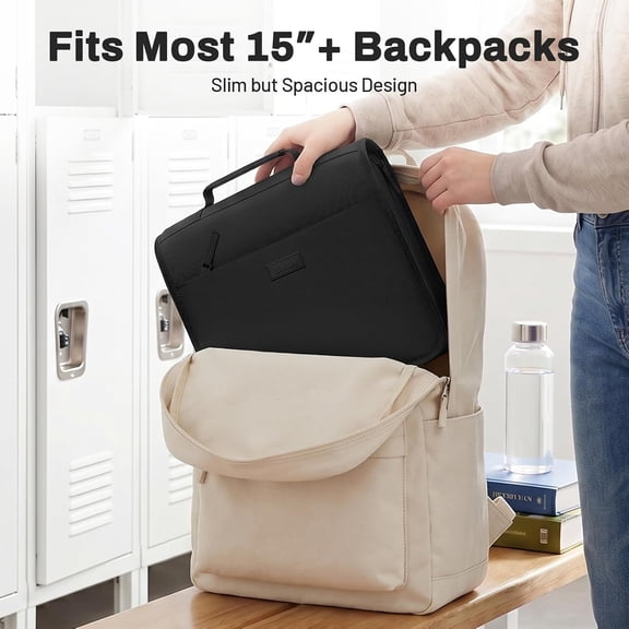GVDCC-Zipper Binder with Handle, 1.5 Inch O-Ring, 325 Pages Capacity, with 5-Tab Expanding File Folder for Classified Storage, Small Size Lightweight Zipper Bag for Middle School Students, Black
