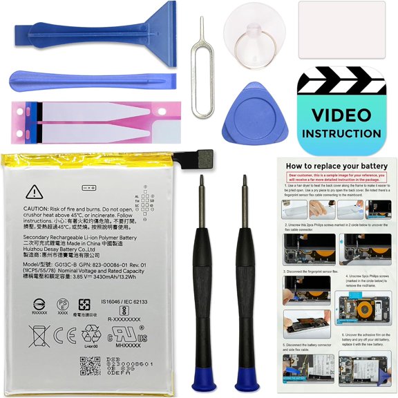 GVDCC-for Pixel 3 XL Battery Replacement, with Video Tutorial, G013C-B Battery for Google Pixel 3 XL (Not for Pixel 3 / Pixel 3a) with Installation Instruction & Repair Toolkit