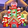 thumbnail image 1 of GVDV 10 FT Christmas Inflatable Candy Castle with Santa, Reindeer, Penguin, and Gingerbread - LED Lit Outdoor Yard Decoration, Perfect for Holiday Season, 1 of 6
