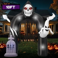 10-Feet GVDV Halloween Inflatable Ghost Archway, Blow-Up Outdoor Yard and Garden Decoration for Front Door and Party Display