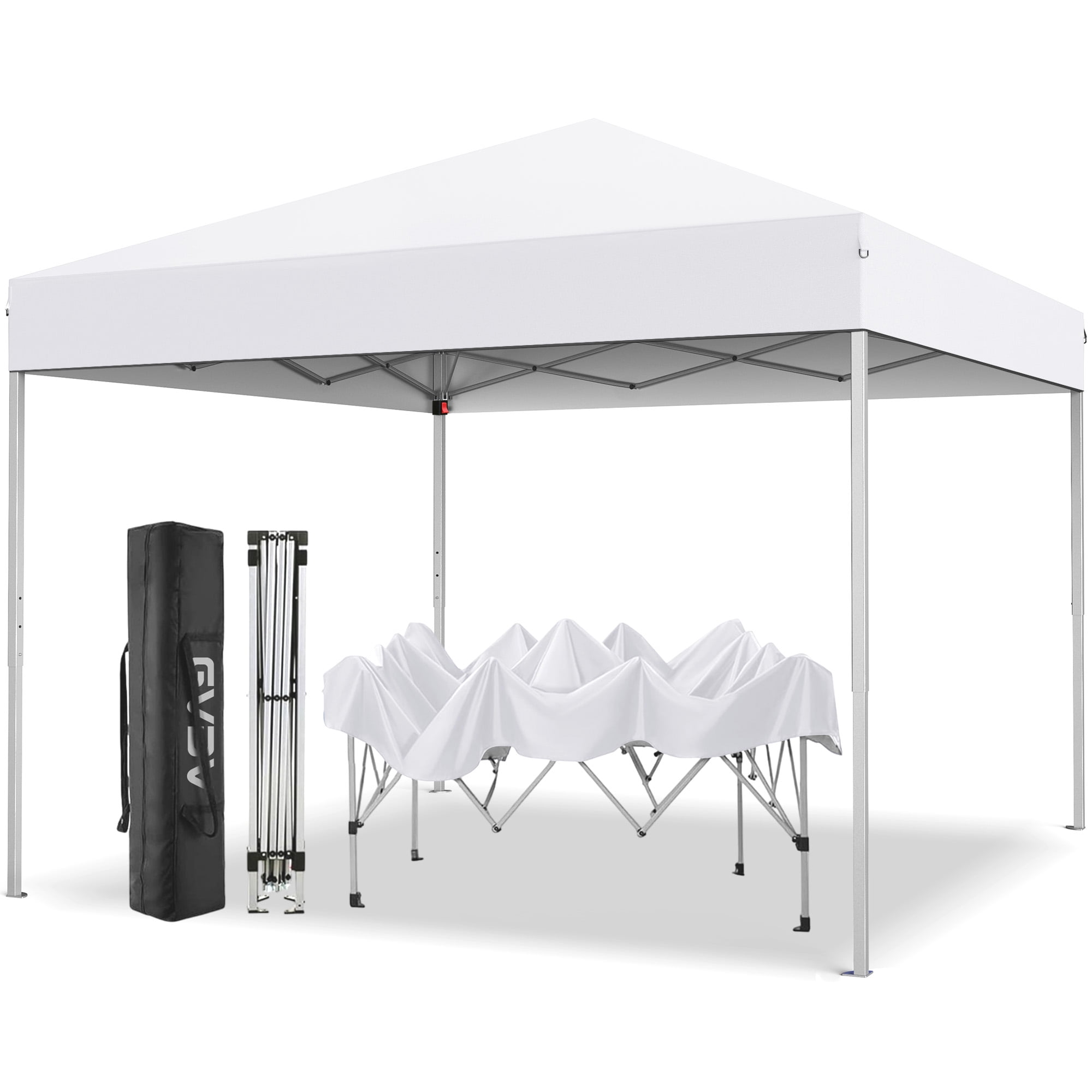 GVDV 10'x10' Easy Pop Up Canopy Tent, Straight Leg, UPF 50+ UV