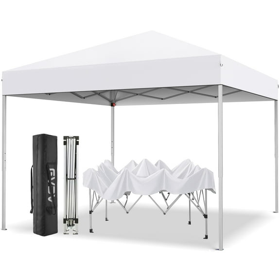 GVDV 10 ft x 10 ft Easy Pop up Outdoor Canopy Tent, Straight Legs Instant Canopy for Outside with Carrying Bag, White