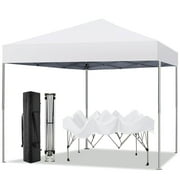 GVDV 10 ft x 10 ft Easy Pop up Outdoor Canopy Tent, Straight Legs Instant Canopy for Outside with Carrying Bag, White