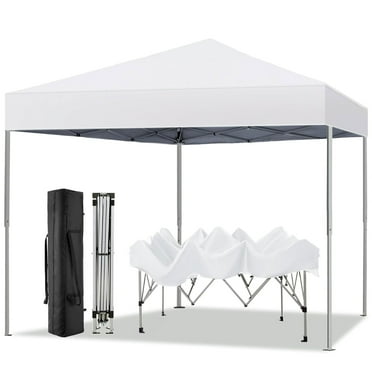 GVDV 10 ft x 10 ft Easy Pop up Outdoor Canopy Tent, Straight Legs Instant Canopy for Outside with Carrying Bag, White