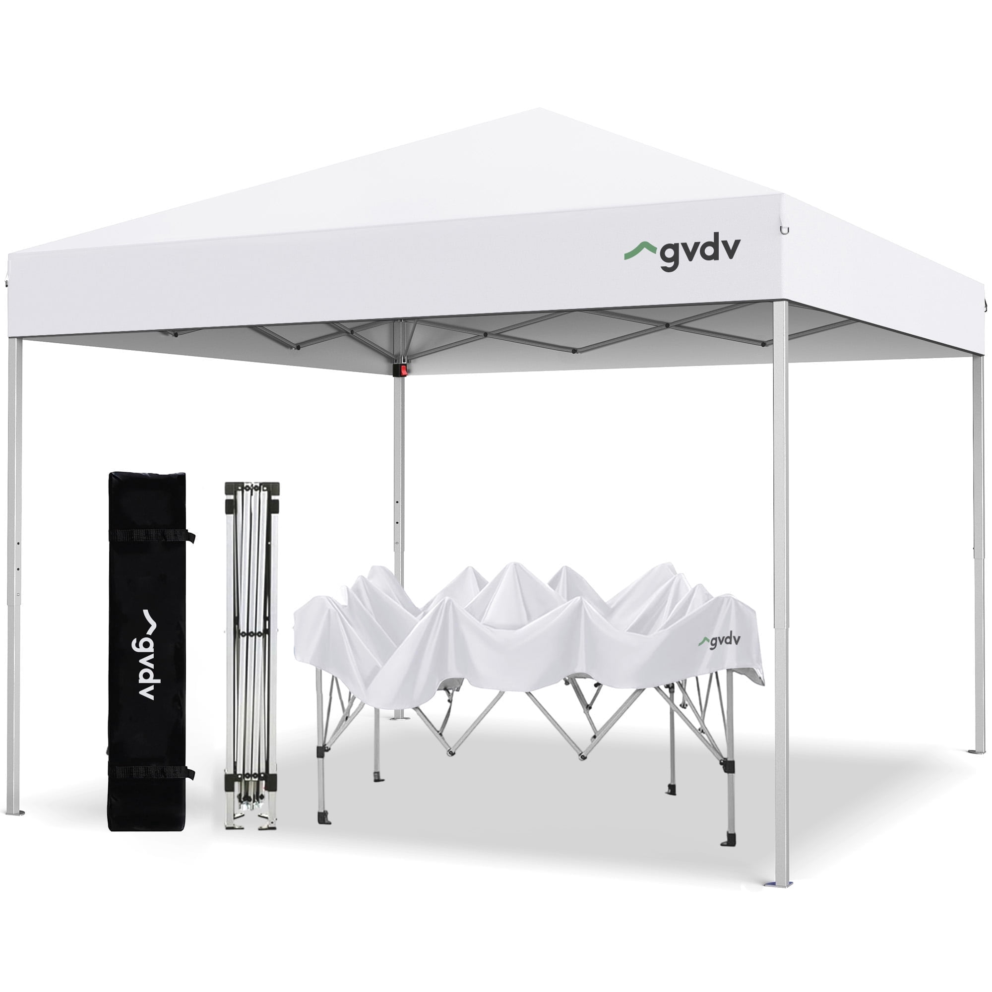 GVDV 10'x10' Easy Pop Up Canopy Tent, Straight Leg, UPF 50+ UV