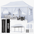 thumbnail image 1 of GVDV 10' x 20' Pop up Canopy Tent Party Tent Outdoor Event Instant Tent Gazebo with Removable Sidewalls and Carry Bag, White, 1 of 10