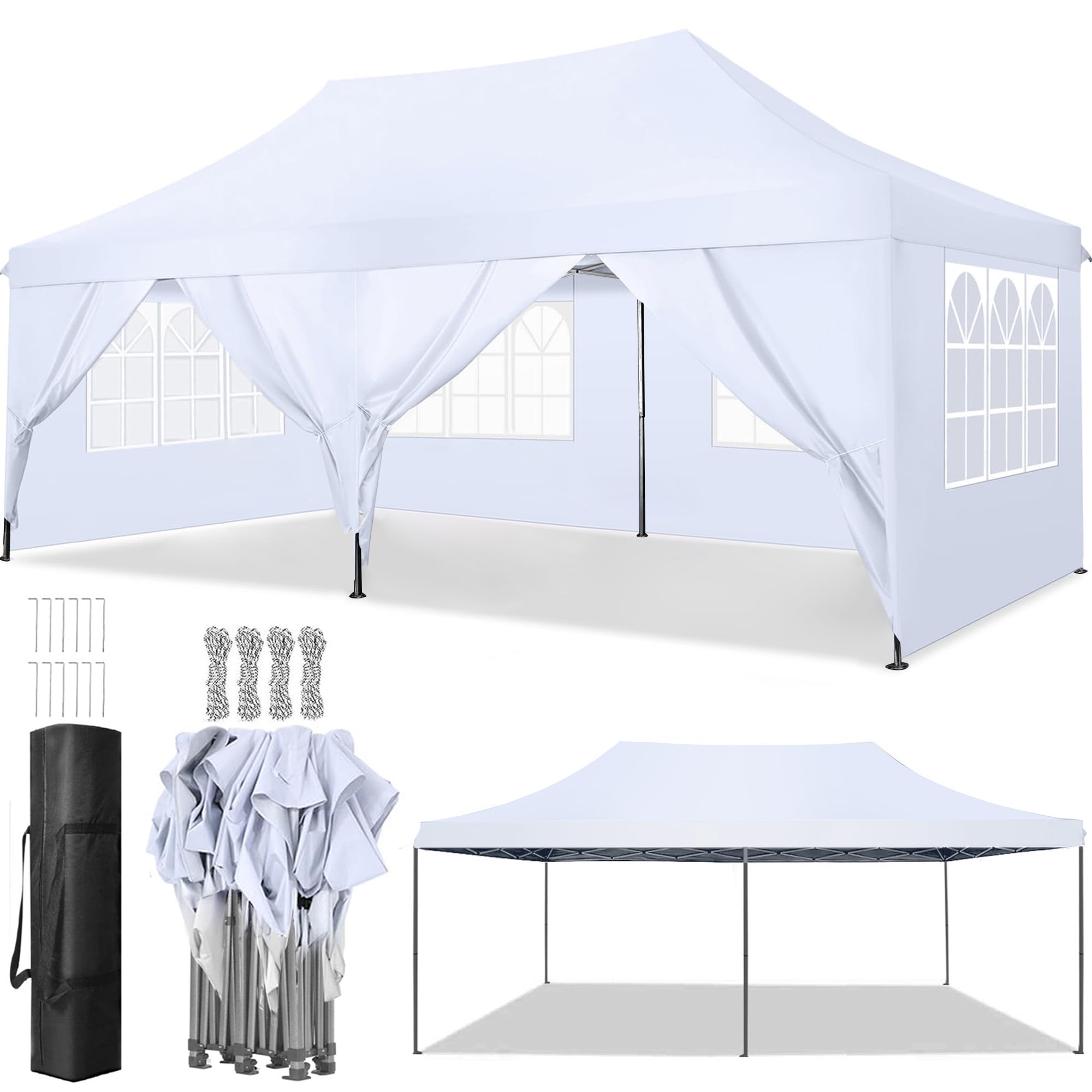 GVDV 10x20' Pop Up Canopy Tent, Waterproof Party/Wedding Tent with ...