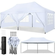 GVDV 10' x 20' Pop up Canopy Tent Party Tent Outdoor Event Instant Tent Gazebo with Removable Sidewalls and Carry Bag, White