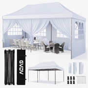 GVDV 10' x 20' Pop up Canopy Tent Party Tent Outdoor Event Instant Tent Gazebo with Removable Sidewalls and Carry Bag, White