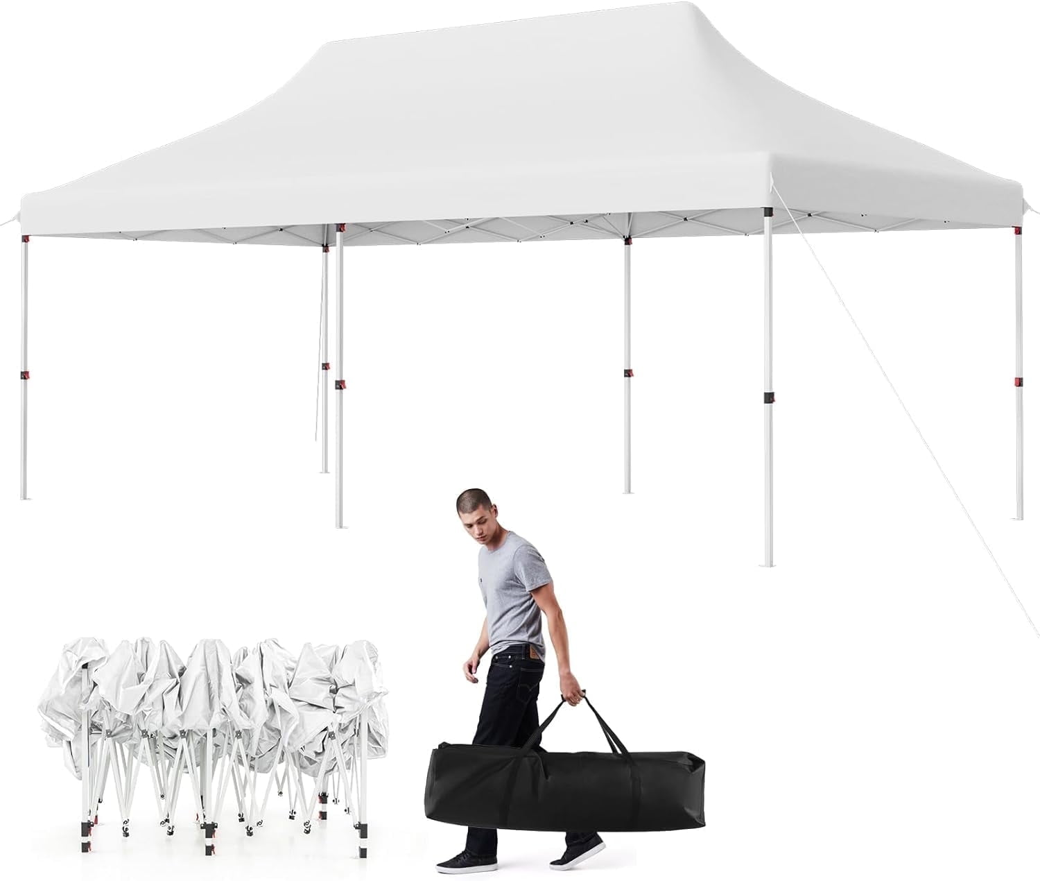 Walmart Deal of GVDV Pop Up Canopy, 10 x 20 ft Outdoor Canopy tent,  Instant Slant Leg Shelter Gazebo for Outside, Tailgating, Camping & Events, White