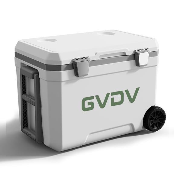 GVDV 45 Qt Rolling Coolers with Wheels, Lightweight Hard ChestWhite