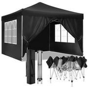 GVDV 10X10Ft Pop up Canopy Tent Enclosed Instant Folding Canopy Shelter with Elegant Church Window, Black