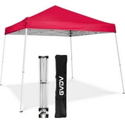 GVDV 10x10 Pop Up Canopy, Beach Tent, Easy Outdoor Sun Shade for Events, Parties, Camping, Gazebo with Carry Bag, Red