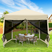 GVDV 10ft x 10ft Pop-Up Canopy, Outdoor Canopy tent with Adjustable Height, Mosquito Netting, Zipper Doors, and Carry Bag