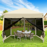 GVDV 10ft x 10ft Pop-Up Canopy, Outdoor Canopy tent with Adjustable Height, Mosquito Netting, Zipper Doors, and Carry Bag