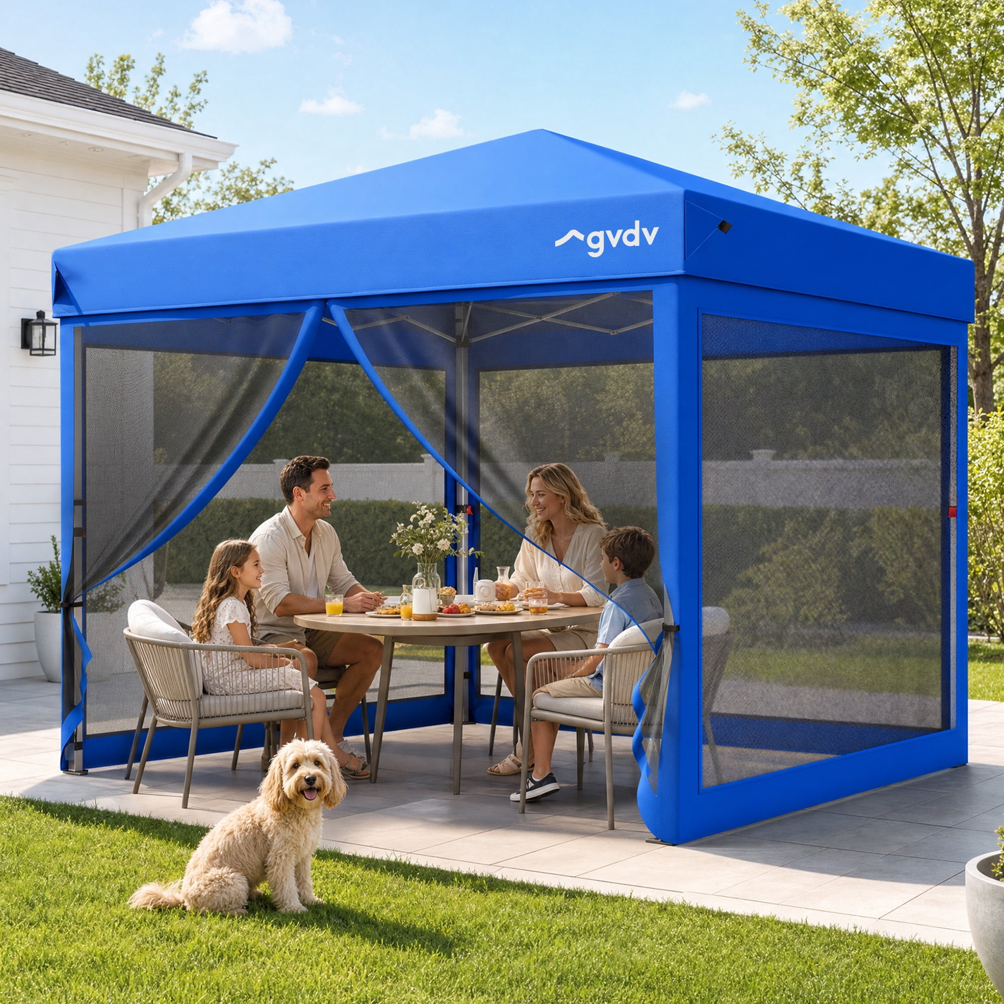 GVDV 10'x10' Canopy Tent with Mosquito Net, Zippered Doors