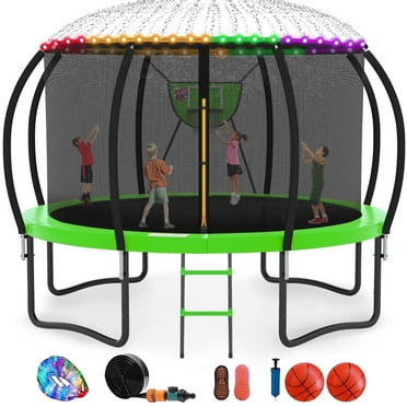 GVDV 14' Outdoor Trampoline, Backyard Recreational Pumpkin Trampoline for Kids