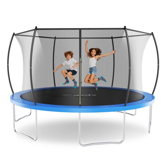 GVDV 14' Outdoor Trampoline, Backyard Recreational Pumpkin Trampoline for Kids