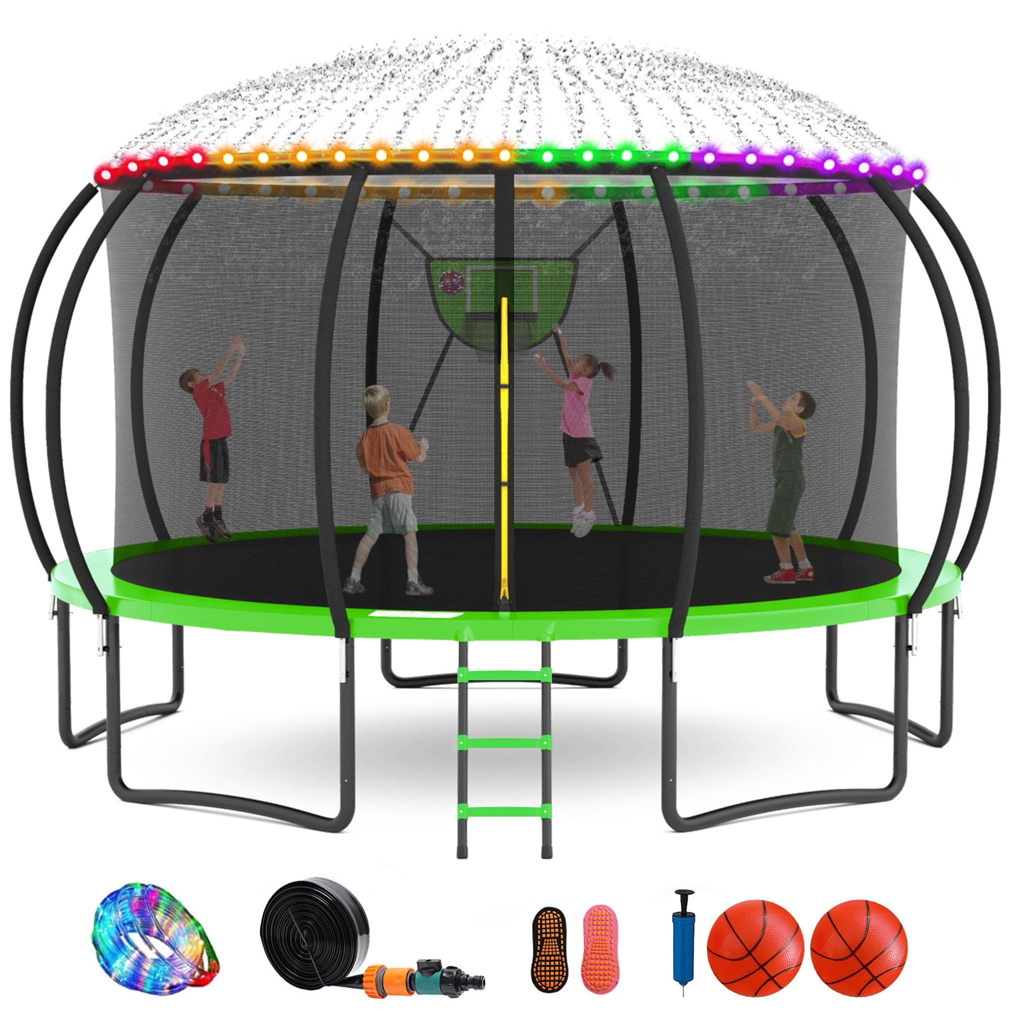 GVDV 16FT Outdoor Trampoline for Kids & Adults, Recreational Trampoline ...