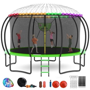 GVDV Outdoor Trampoline, 12' Backyard Recreational Pumpkin Trampoline for Kids