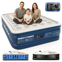 GVDV 18" Queen Air Mattress with Built-in Pump, Raised Inflatable Air Bed for Guests & Home, Comfortable Blow-up Mattress, Upgraded 4-Chamber Design, Supports up to 660 lbs