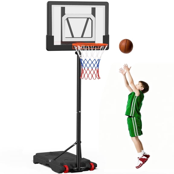 GVDV 33" Portable Basketball Hoop, 3.8-7 ft Height Adjustable Basketball Hoop Goal System for Kids Teenagers Indoor Outdoor Use