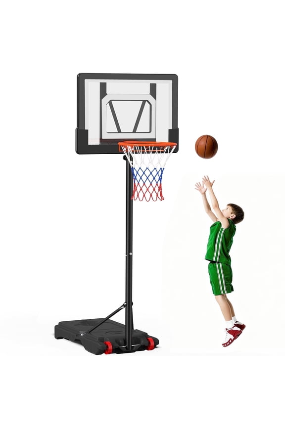 33" Portable Basketball Hoop, 3.8-7 ft Height Adjustable Basketball Hoop Goal System for Kids Teenagers Indoor Outdoor Use