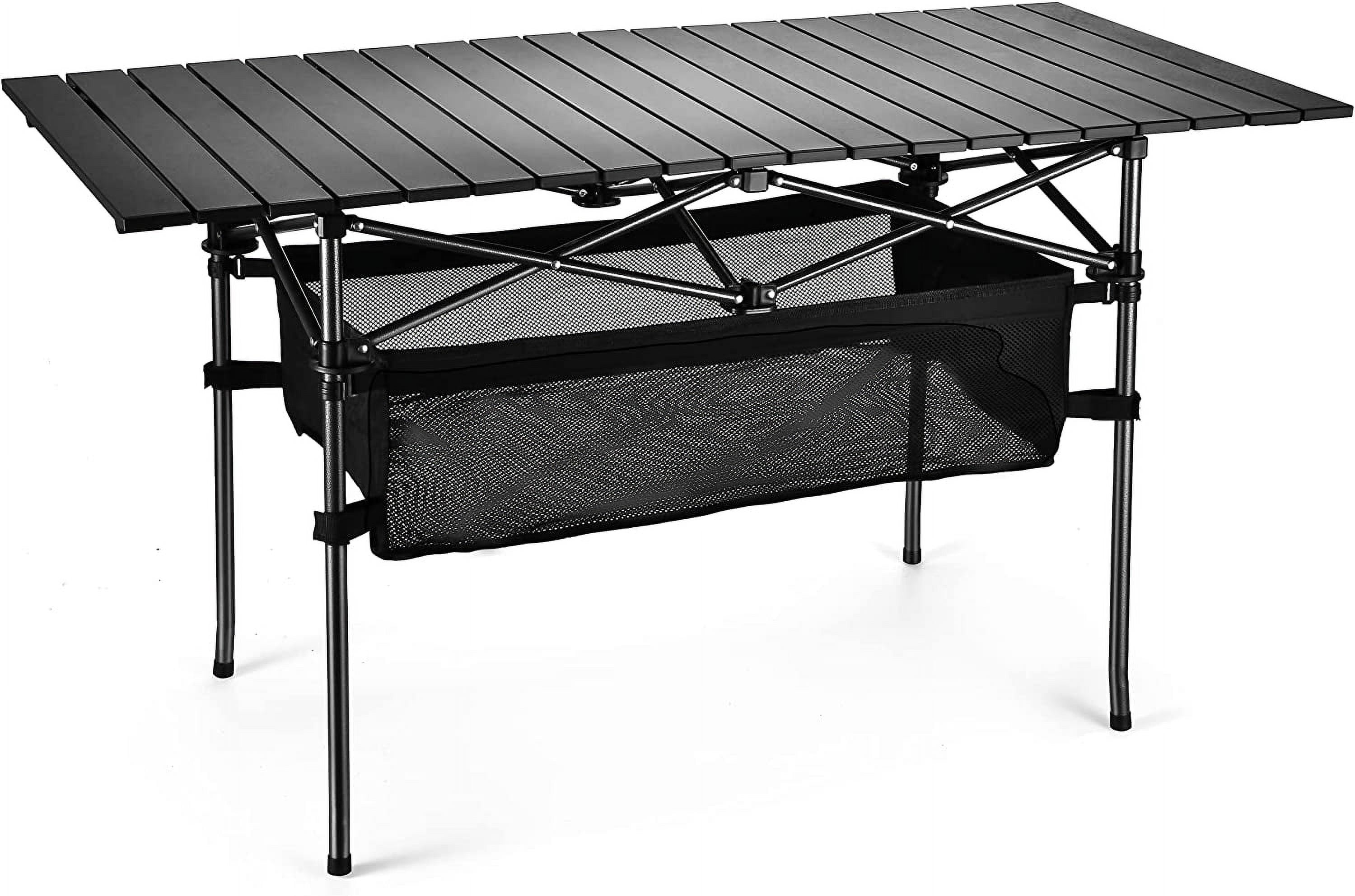 GVDV 47'' Folding Camping Table, Outdoor Portable Picnic Camping Table, Aluminum Roll-up Table with Easy Carrying Bag for Indoor,Outdoor,Camping, Beach,Backyard, BBQ, Party, Patio, Picnic