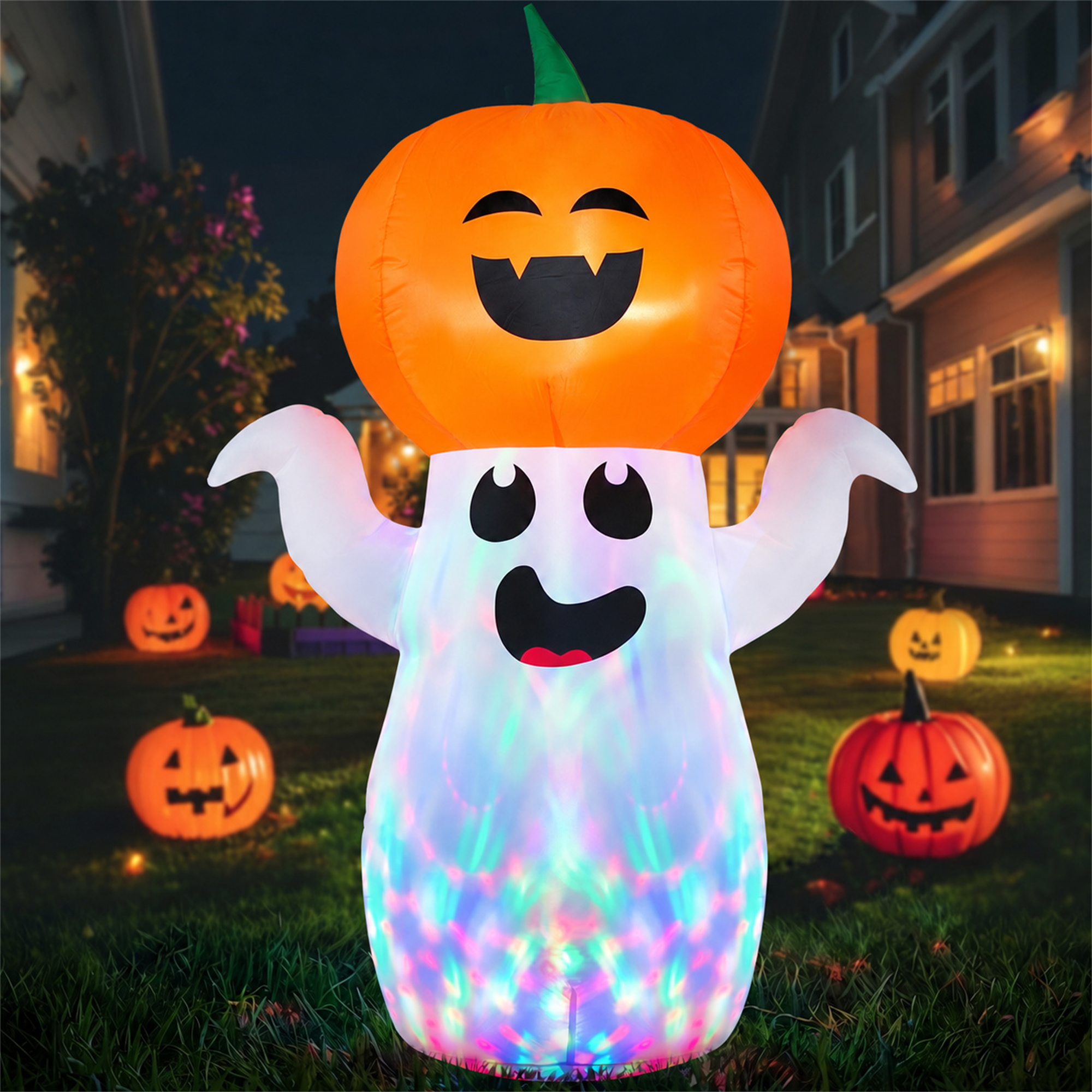 GVDV 5Ft Halloween Inflatable Pumpkin Ghost With 360 Rotating Colorful LED Lights Cute Indoor Outdoor Decor For Party Yard Lawn: A Clear-Eyed Overview