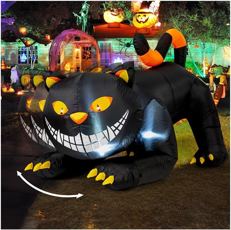 GVDV 6 FT Halloween Inflatables Outdoor Black Cat with Shakable Head ...