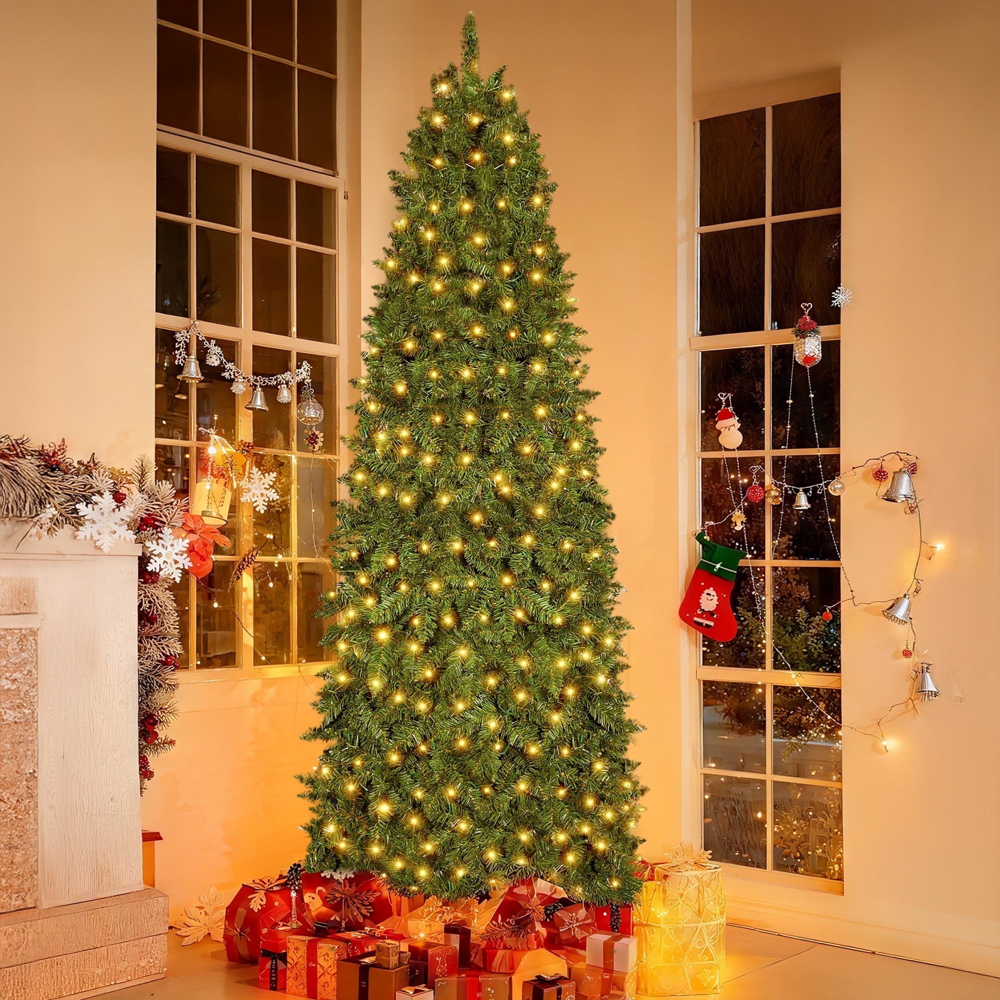 GVDV 7.5ft Pre-lit Christmas Tree, Artificial Christmas Tree with