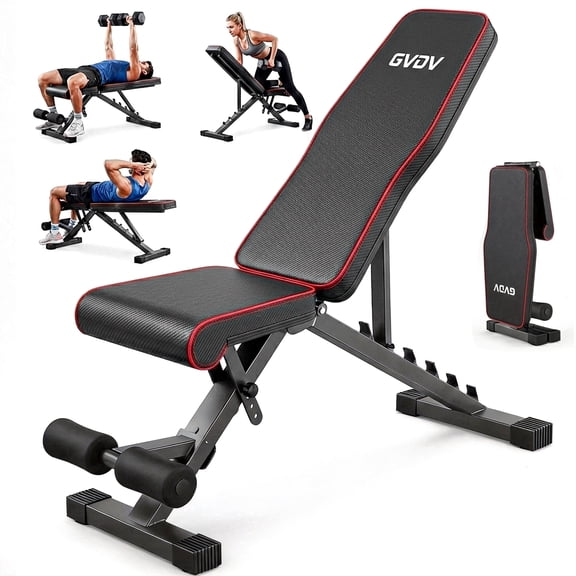 GVDV Adjustable Weight Bench for Full Body Workout, Foldable Bench for Home Gym Strength Training