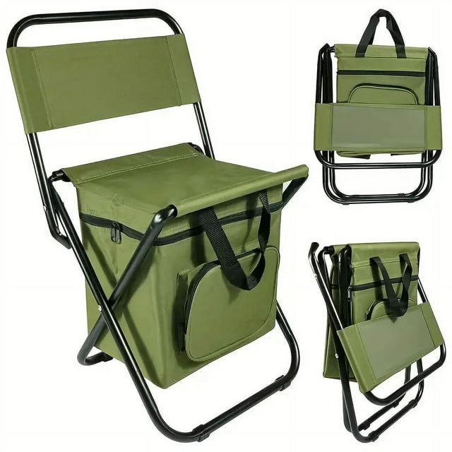 GVDV Backpack Cooler Chair Fishing Chairs with Backrest Folding Camping