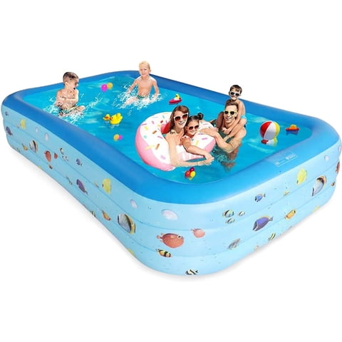 GVDV Blow Up Pool, Thickened Inflatable Pool for Kids, Adults, Family, 9.83 x 5.97 x 1.67 ft, Full-Sized Inflatable Kiddie Pools, Swimming Pool, Rectangle