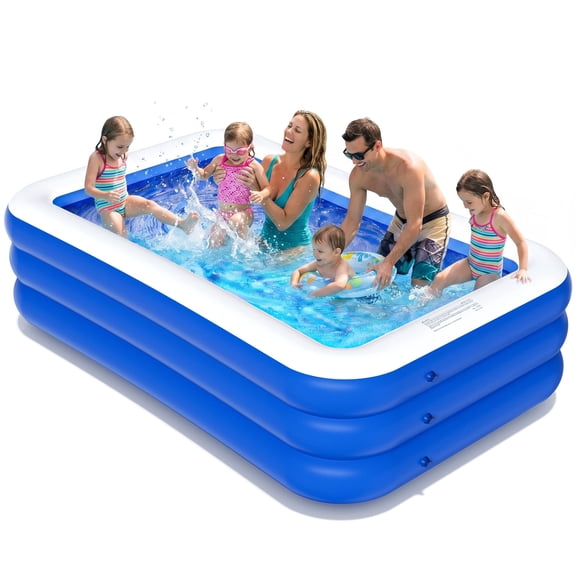GVDV Blow Up Pool, Thickened Inflatable Pool for Kids, Adults, Family, 9.83 x 5.97 x 1.67 ft, Full-Sized Inflatable Kiddie Pools, Swimming Pool, Rectangle