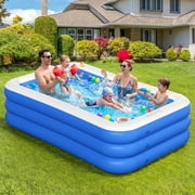 GVDV Blow Up Pool, Thickened Inflatable Pool for Kids, Adults, Family, 9.83 x 5.97 x 1.67 ft, Full-Sized Inflatable Kiddie Pools, Swimming Pool, Rectangle