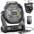 thumbnail image 1 of GVDV Camping Fan with LED Lantern, 20000mAh Portable Battery Operated Outdoor Fan, Personal Rechargeable Desk Fan for Travel, Hiking, Fishing, Picnic, Black, 1 of 7