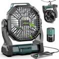 thumbnail image 1 of GVDV Camping Fan with LED Lantern, 20000mAh Portable Battery Operated Outdoor Fan, Personal Rechargeable Desk Fan for Travel, Hiking, Fishing, Picnic, Green, 1 of 7