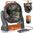 thumbnail image 1 of GVDV Camping Fan with LED Lantern, 20000mAh Portable Battery Operated Outdoor Fan, Personal Rechargeable Desk Fan for Travel, Hiking, Fishing, Picnic, Orange, 1 of 8