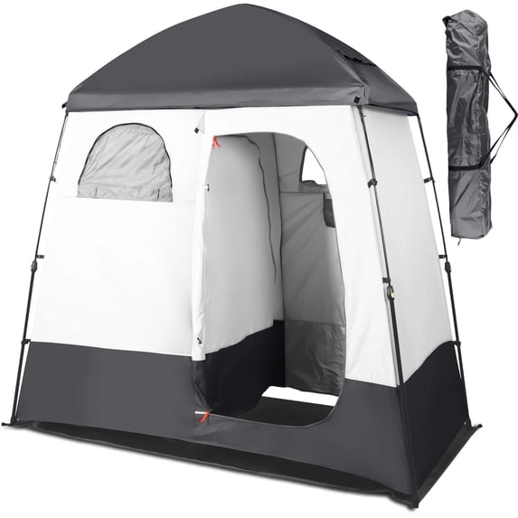 GVDV Camping Shower Tent, 2 Rooms Oversize Outdoor Portable Shelter, Privacy Tent with Detachable Top, 87" x 47" x 87"