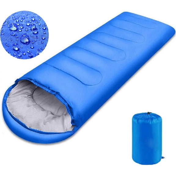 GVDV Camping Sleeping Bag for Adults - Compact Lightweight Sleeping Bag for Hiking, Backpacking - 3 Season Packable Travel Gear, Blue