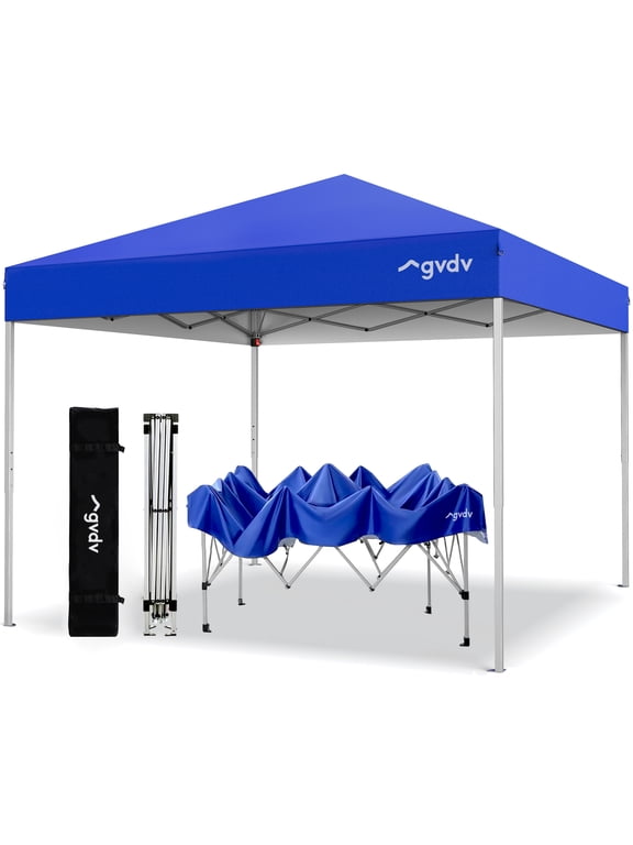 Canopy Tent, 10x10 ft Easy Pop up Outdoor Canopy Tent, Portable Straight Leg Gazebo Instant Canopy, Blue
