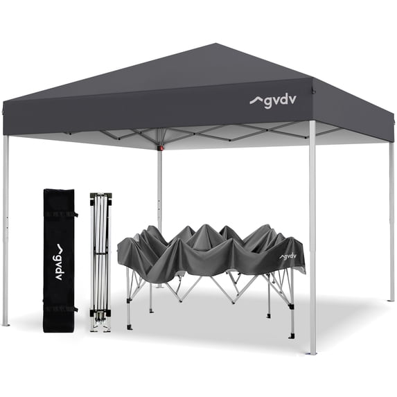 GVDV Canopy Tent, 10x10 ft Easy Pop up Outdoor Canopy Tent, Portable Straight Leg Gazebo Instant Canopy